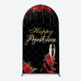 Aperturee - Red Rose High Heel Black Gold Arch Birthday Backdrop